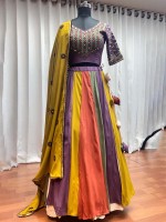 Multicolor Viscose Rayon Readymade Navratri Lehenga Choli